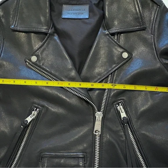 All Saints 3-in-1 Black Leather Moto Jacket with removable shearling lining - Picture 6 of 9